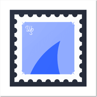 Wool Shark Fin Blue Stamp Illustration Posters and Art